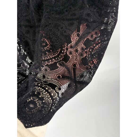Calvin Klein Black Velvet Lace Dress Womens Size 10 Cocktail Party Whimsigoth - Picture 8 of 10